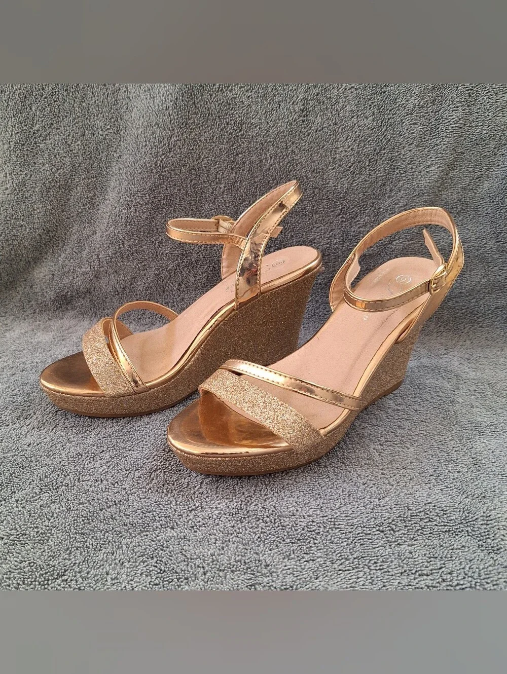 Forever FQ22 Glitter Strappy Wrapped Wedge Heel Platform Sandals